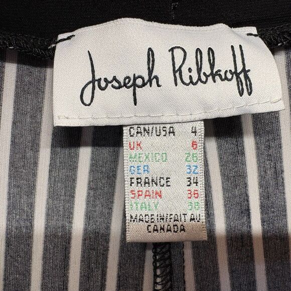 Joseph Ribkoff Size 4 Striped Wide Leg Pants Black White Pull On Pockets - Picture 5 of 8